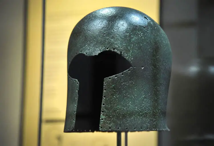 7th-century-BC Greek bronze helmet